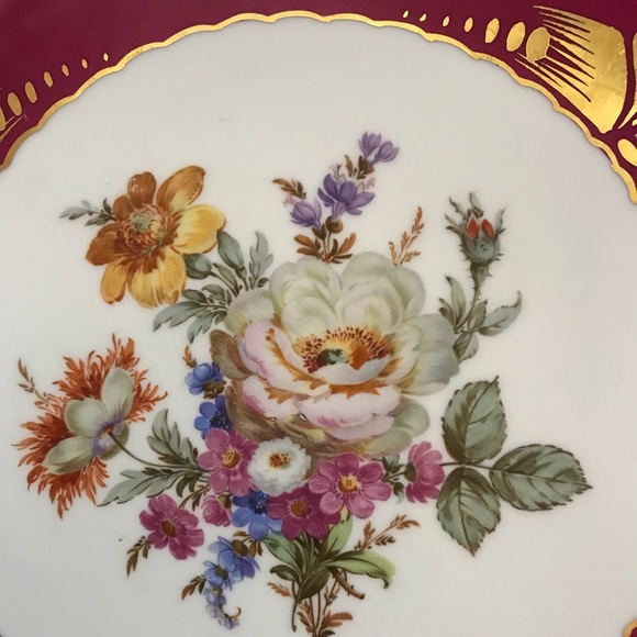 Vintage French Limoges 22K Gold Accent Wild Roses Serving Platter - Picture 5 of 8